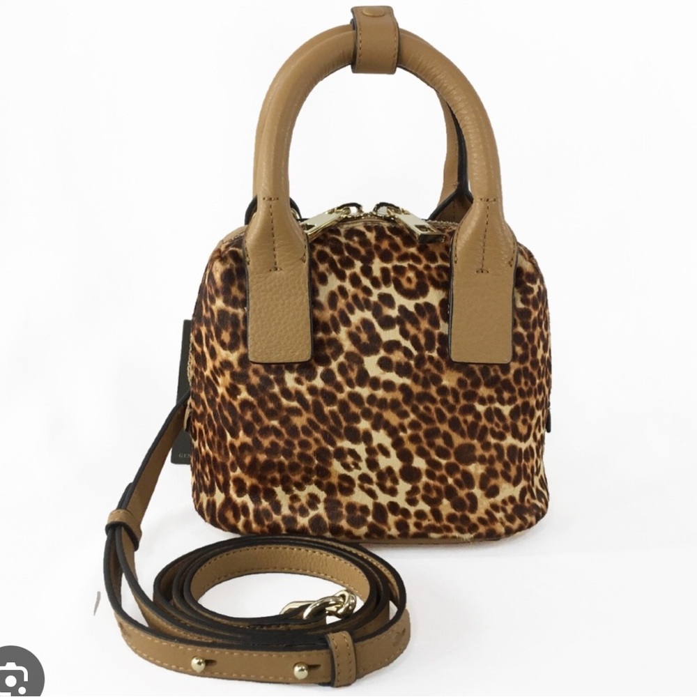 New Vince Camuto Kimi Leopard Print Leather Satchel